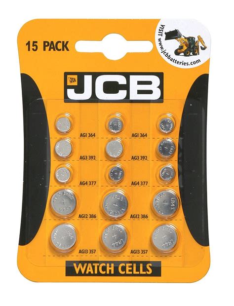 15 Jcb Batteries Button Cell Watch Batteries Ag1 Ag3 Ag4 Ag12 And Ag13