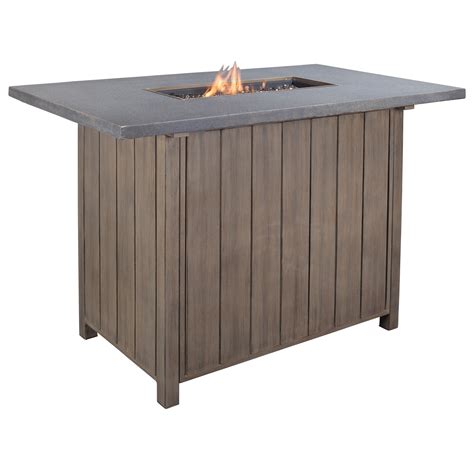 Ashley Signature Design Partanna P556 665 Outdoor Bar Table W Fire Pit Dunk And Bright