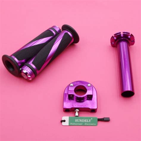 purple 22mm motorcycle motorbike handlebar cnc hand grip and throttle twist tube ebay