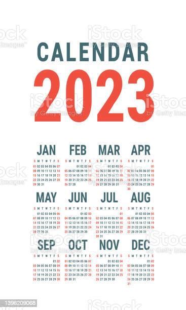 Calendar 2023 Year English Vector Wall Or Pocket Calender Template New