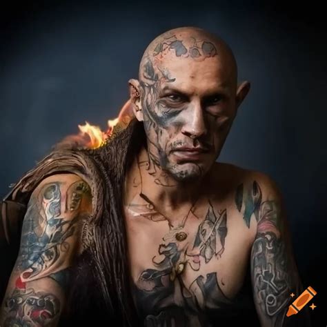 Fire Genasi Portrait With Tattoos