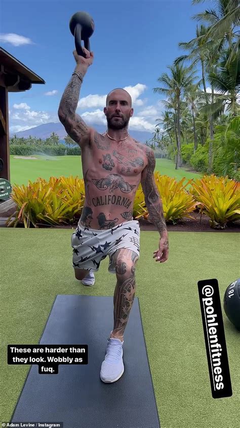 Adam Levine Shows Off His Washboard Abs While Working Out Shirtless In