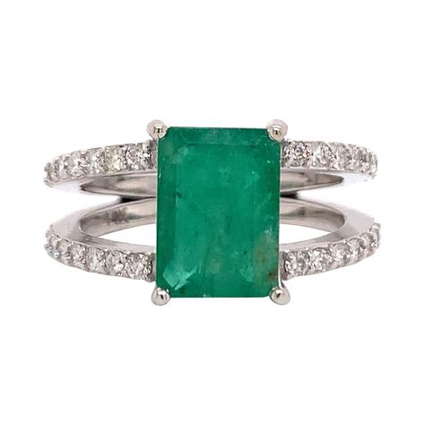 Natural Emerald Diamond Ring 14k Gold 285 Tcw Certified For Sale At