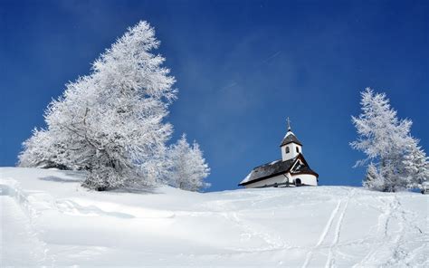 Buildings Church Steeple Nature Landscapes Mountains Hills Winter Snow