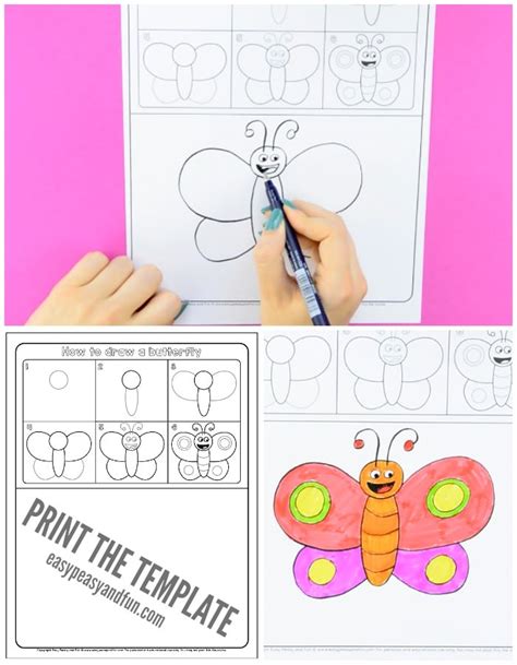 How To Draw A Butterfly Step By Step For Kids Printable Easy Peasy