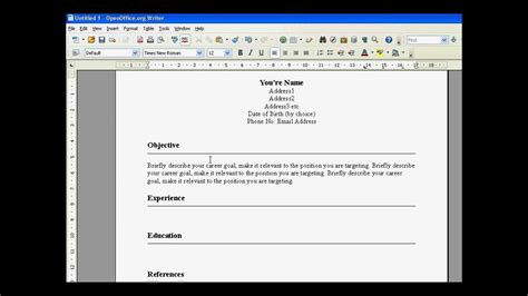 Avoid taking the exact template out of these online. Create A Resume In Open Office - YouTube