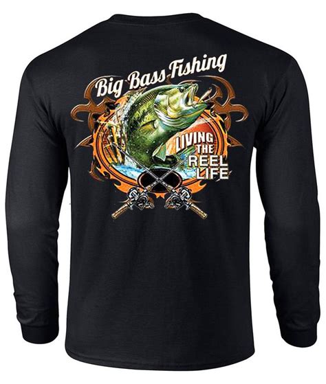 Big Bass Fishing Mens Long Sleeve T Shirt Bass Fishing Shirts