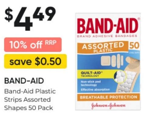 BAND AID Band Aid Plastic Strips Assorted Shapes 50 Pack Offer At