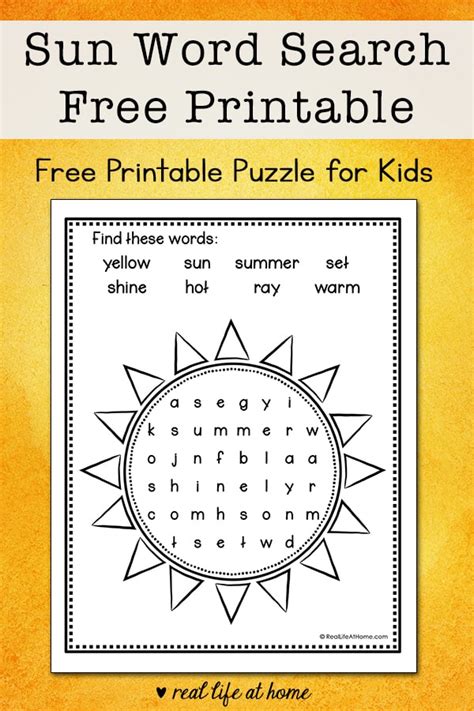 Easy And Free Summer Sun Word Search Printable For Kids