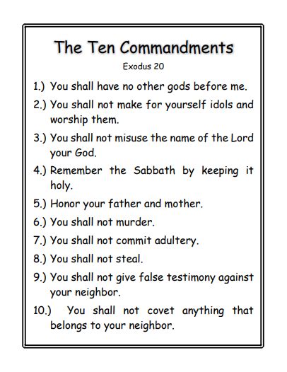 The Ten Commandments For Kids The Homeschool Daily