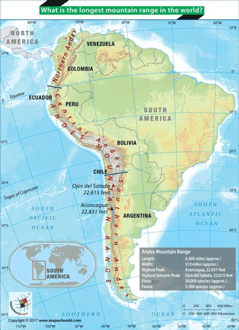 Andes Mountains Location On World Map Us States Map