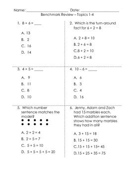 What must be her grade in 4th grading to get an average of 92? Benchmark Review Topics 1-4 for Pearson EnVision Math ...