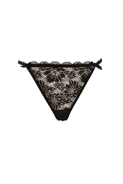 Lagent By Agent Provocateur Womens Thongs Sheer Floral Lace Black S