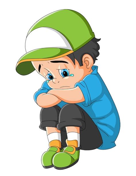 Sad Face Cartoon Boy