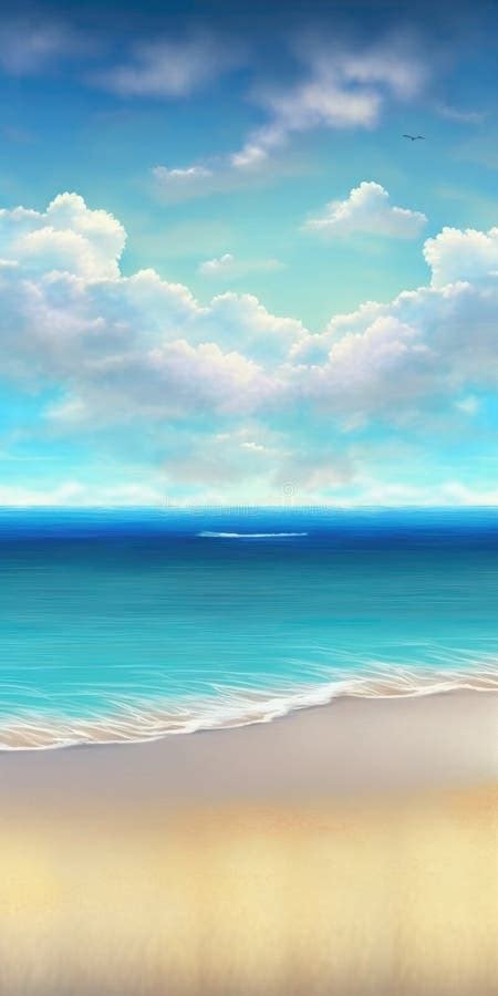 Calm Ocean Tranquil Beach Paradise Mobile Wallpaper Generative Ai