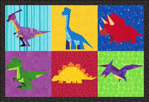 Dinosaurs 6 Quilt Block Patterns Pdf Download ⋆ Popular Quilt