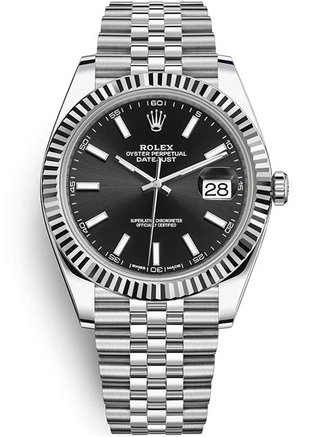 126334 Rolex Datejust 41 Steel White Gold Black Jubilee Watch