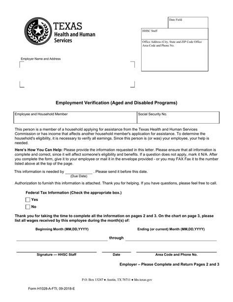 Employment Verification Form For Texas Health And Human Services Meploym