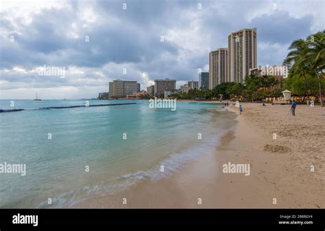 Downtown Honolulu From Waikiki Beach Hawaii Stock Photo Alamy