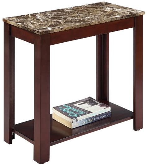 Faux Marble Top With Medium Brown Base Merihill End Table