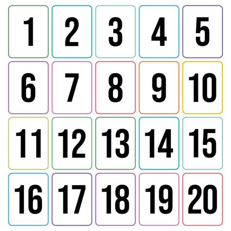Printable Number Cards 1 20 In 2021 Number Flashcards Numbers