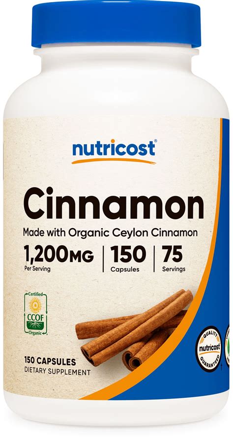 Nutricost Cinnamon Ceylon Cinnamon Supplement 1200mg Serving 150