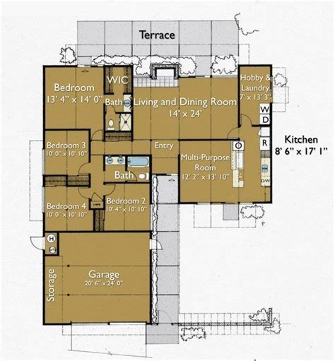Concept 3d floor plans in different layout for one story and 2 story house ideas. Luxury 4 Bedroom L Shaped House Plans - New Home Plans Design