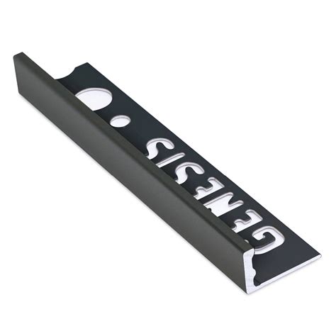 Schluter rondec anodized aluminum bullnose tile edging trim (3/8 brushed nickel (atgb)). Genesis Aluminium Straight Edge Tile Trim Black - 2500x12mm