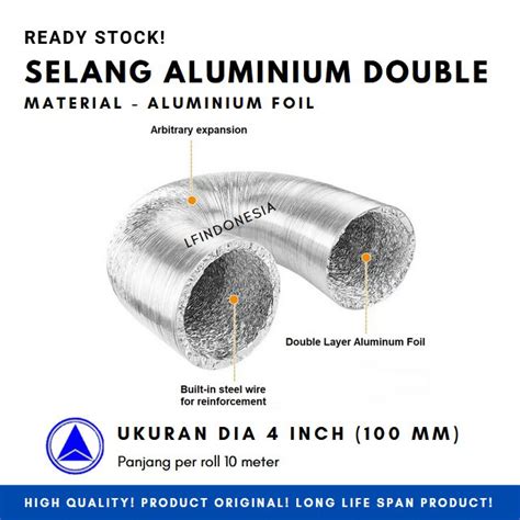 Jual Aluminium Selang Flexible Ducting Double 4 10 Cm Pjg 10m