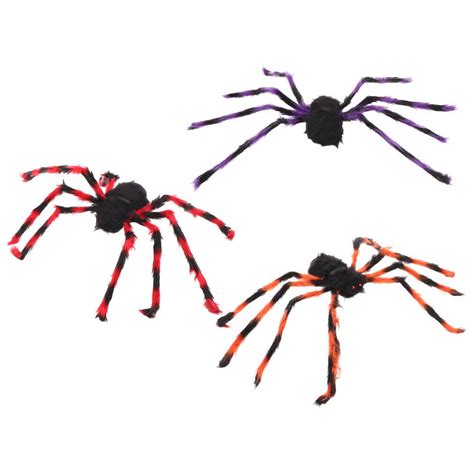 6 Pcs Halloween Scary Hairy Spider Festival Decor Plush Big Decorations Ebay