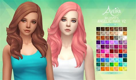 Aveira Sims 4 Wildspits Angelic Hair V2 Recolor Sims 4 Hairs
