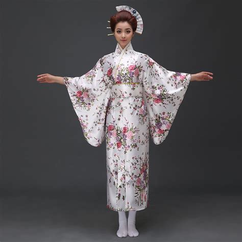 women s japanese kimono traditional costume female yukata with bowknot lady robe authentic