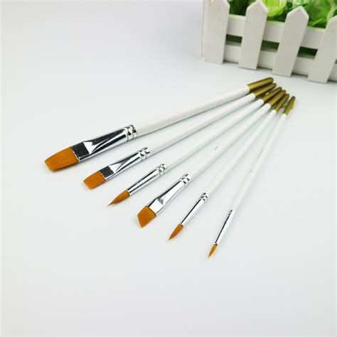 6pcsset Art Painting Brushes Set Oil Watercolor Artist Paint Wood