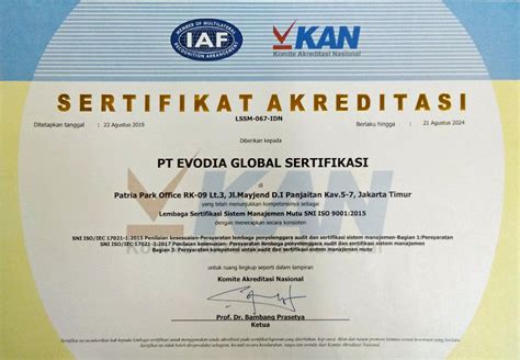 Iso 9001 2015 Certification Pt Evodia Global Sertifikasi