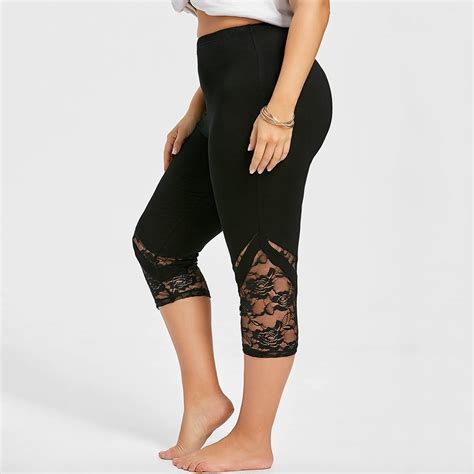 Buy Lace Trim Capri Plus Size Leggings Women Sexy