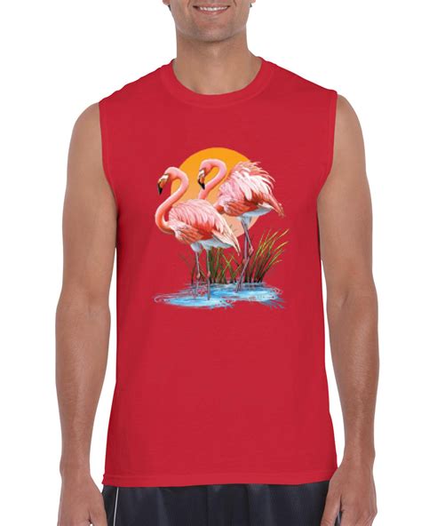 Artix Mens Pink Flamingos In Water Ultra Cotton Sleeveless T Shirt
