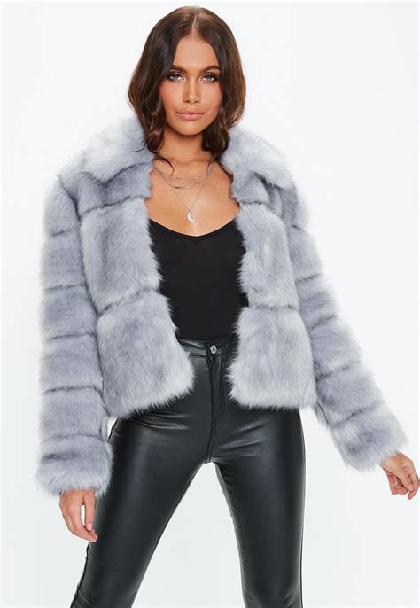 premium blue crop pelted faux fur jacket faux fur cropped jacket fur jacket outfit fur jacket