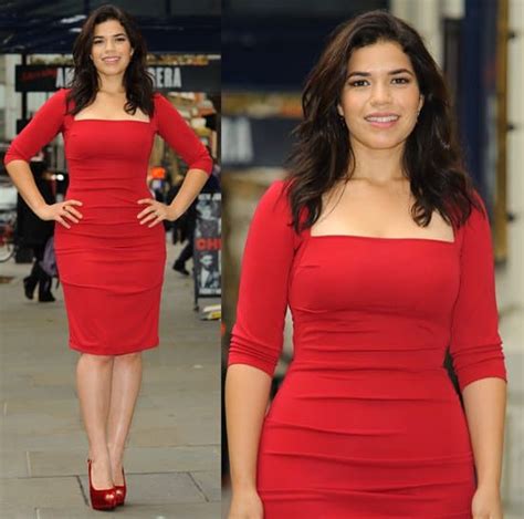 America Ferrera In Red Long Sleeve Dress At Chicago