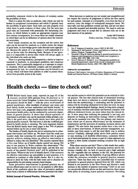 Health Checks Time To Check Out British Journal Of General Practice