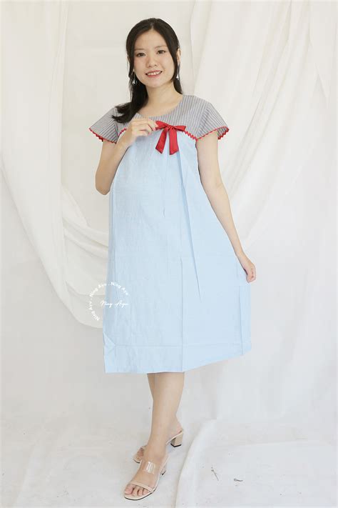 Fashion design,100% brand new,high quality! Bea Dress Baju Hamil Menyusui Katun Modis - DRG 01 Biru