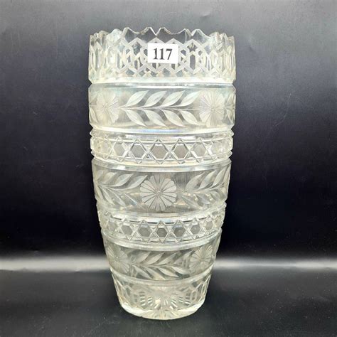 Georgian Hand Cut Crystal Vase 29cm Tall British Georgian Glass