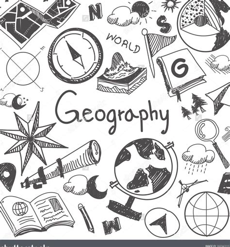 Geography And Geology Education Subject Handwriting Doodle Icon Of