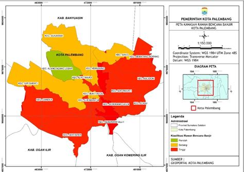 Peta Kawasan Rawan Bencana Banjir Kota Palembang Bappeda Litbang Kota Palembang