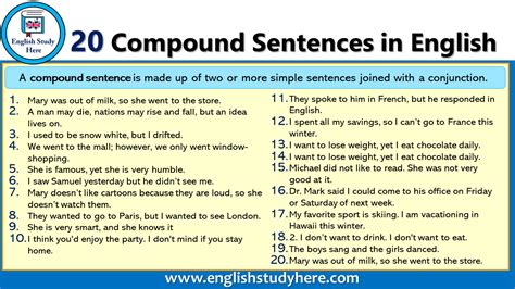 He gave the pipe's barrel a nostalgic tap. 20 Compound Sentences in English - English Study Here