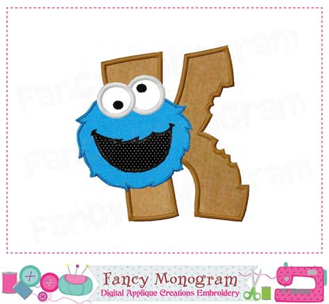 Cookie Monster Alphabet Embroidery Cookie Monster Monograms Etsy