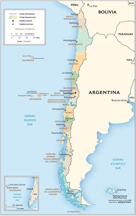 Mapa Fisico Politico De Chile