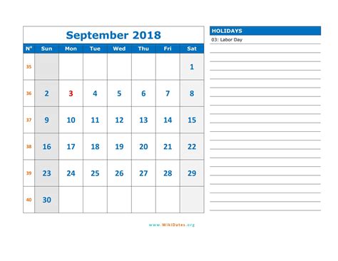 september  calendar wikidatesorg
