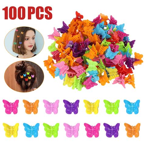 100pcs Mini Butterfly Hair Clips Tsv Colorful Hair Claws For Girls