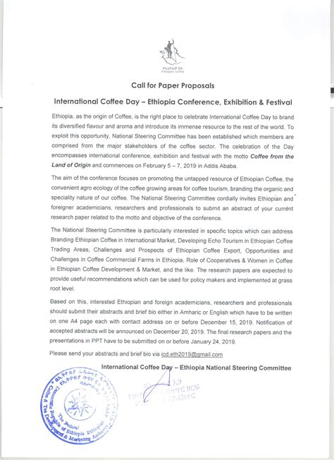 Please see resources for the link. Call for Paper Proposals - International Coffee Day ...