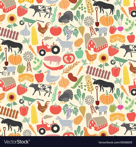 Background Pattern With Agricultural Icons Vector Image